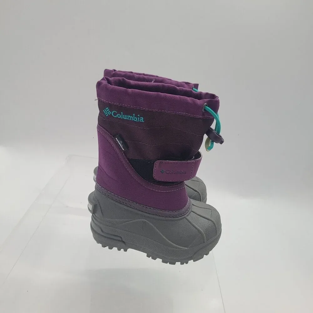 Columbia Powderbug Plus II Snow Boots Girls Size 6 Purple Gray BV1302-502